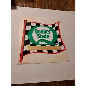Vintage Quaker State Oil Checkered Flag Sticker Decal Race Street Car Mechanic